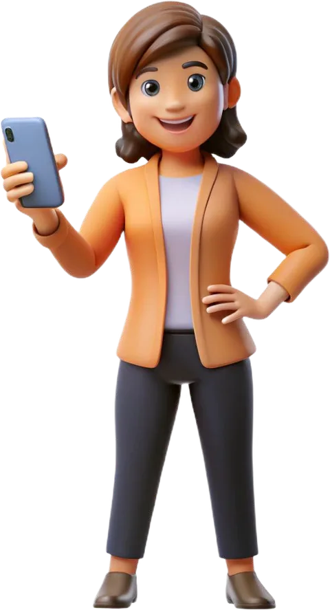 Illustration of a marketer holding a smartphone